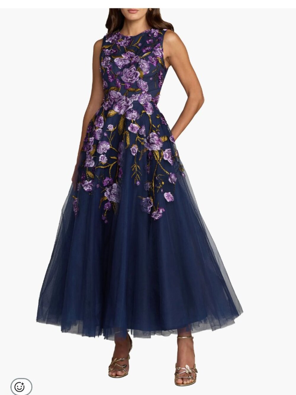Mac Duggal Embroidered Sleeveless A-Line Midi Dress